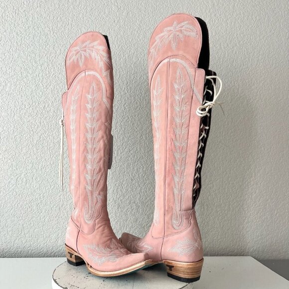 Lane LEXINGTON Over the Knee Womens Cowboy Boots 6.5 Pink Western Cowgirl Tall - Picture 1 of 15